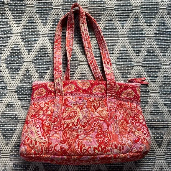Vera Bradley Retired Pink Sherbert Paisley Zippered Tote Bag - Picture 2 of 6